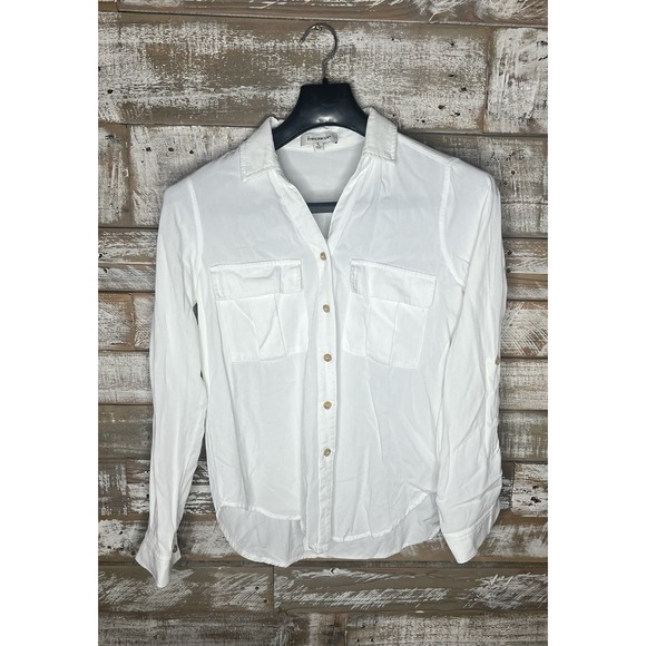 Francesca Bettini Tops - Francesca's‎ womens white long sleeved button up collared blouse S